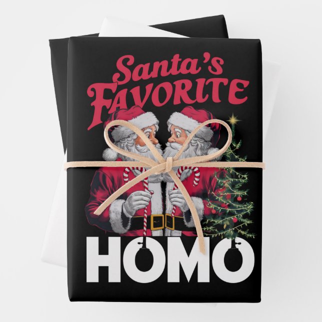 Feuille De Papier Cadeau Santas Favori Homo Gay Christmas LGBTQ Pride (En situation)