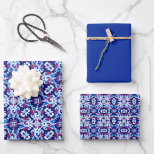 Feuille De Papier Cadeau Saphir foncé, Navy, Bleu poudré, framboise...