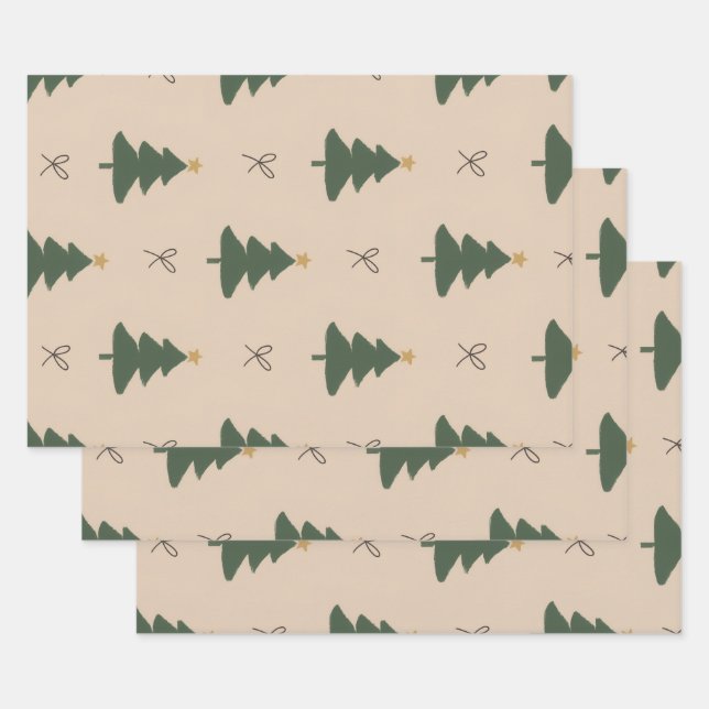 Feuille De Papier Cadeau Sapin de Noël (Lot)
