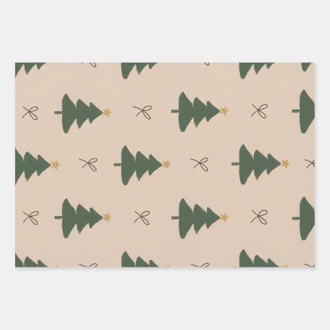 Feuille De Papier Cadeau Sapin de Noël (Devant 3)