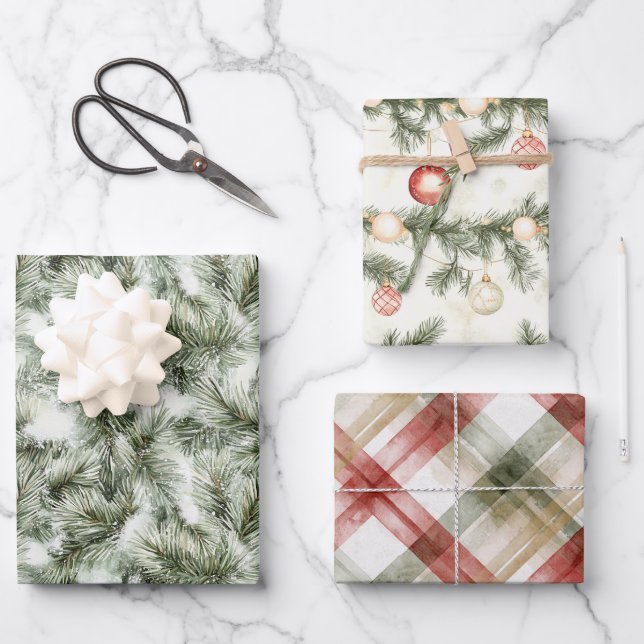 Feuille De Papier Cadeau Sapin de Noël (Recto)
