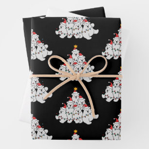 Feuille De Papier Cadeau Sapin de Noël Ours Polaire Animaux Drôles Ours