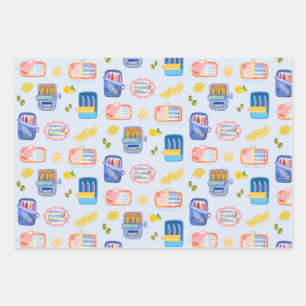 Feuille De Papier Cadeau Sardines et citrons