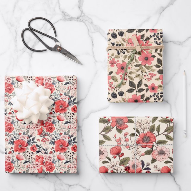 Feuille De Papier Cadeau Saumon Berry (Recto)