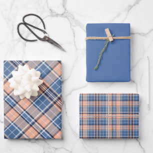 Feuille De Papier Cadeau Saumon clair, Bleu marine, Gris colombe... Carreau