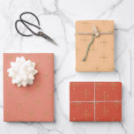 Feuille De Papier Cadeau Saumon rouge chic | Gold Snow star Christmas<br><div class="desc">Trois étoiles de Noël. Cet ensemble de feuilles-cadeaux en papier d'emballage couleur pêche,  rouge et saumon fait les compagnons parfaits. Imitation des étoiles de flocon doré créent un ton chic et festif. Mélangez-les avec des autocollants-cadeaux et des étiquettes de la Collection Merry & Bright.</div>