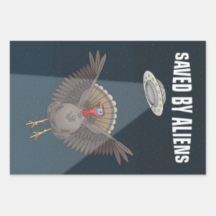 Feuille De Papier Cadeau Sauvés par les extraterrestres à Thanksgiving