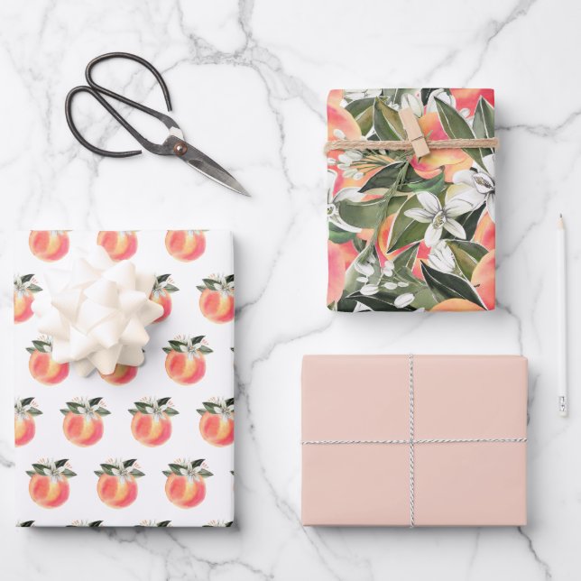 Feuille De Papier Cadeau SAVANNAH Sweet Georgia Peach White Floral (Recto)