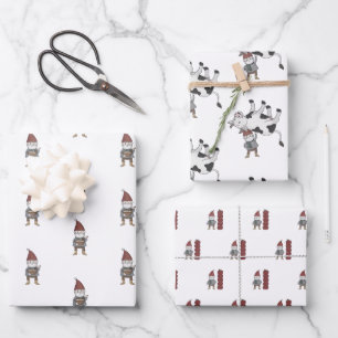 Feuille De Papier Cadeau Scandinave Noël Gnome Tomten  