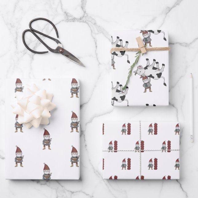 Feuille De Papier Cadeau Scandinave Noël Gnome Tomten   (Recto)
