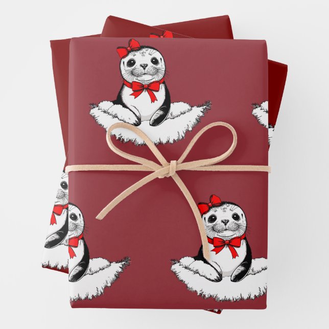 Feuille De Papier Cadeau Sceau ravissant – Édition de Noël (En situation)