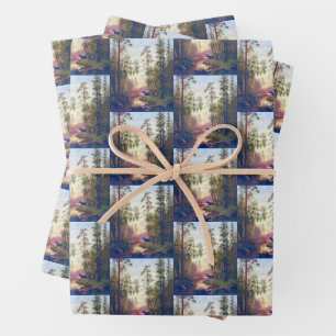 Feuille De Papier Cadeau Scène forestière taureau vache élan Carl Bøgh 1879