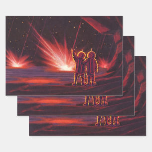 Feuille De Papier Cadeau Science-fiction vintage Alien Explosion de la plan