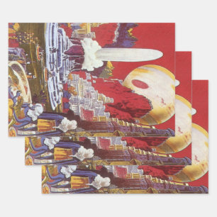 Feuille De Papier Cadeau Science-fiction vintage, la cité perdue d'Atlantis