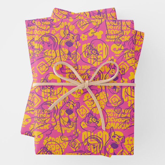 Feuille De Papier Cadeau Scooby-Doo | Funky Flower Motif (En situation)