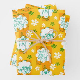 Feuille De Papier Cadeau Scooby-Doo   Modèle floral de caractère