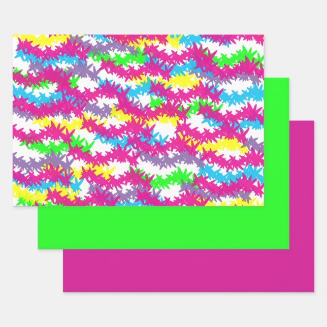 Feuille De Papier Cadeau Scribble Jacks Neon Design (Lot)