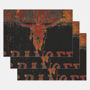 Feuille De Papier Cadeau Script de rouille de l'ouest de Country