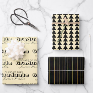 Feuille De Papier Cadeau Script personnalisé de fin d'études