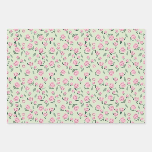 Feuille De Papier Cadeau Seamless Pink Rose Watercolor Pattern (Devant)