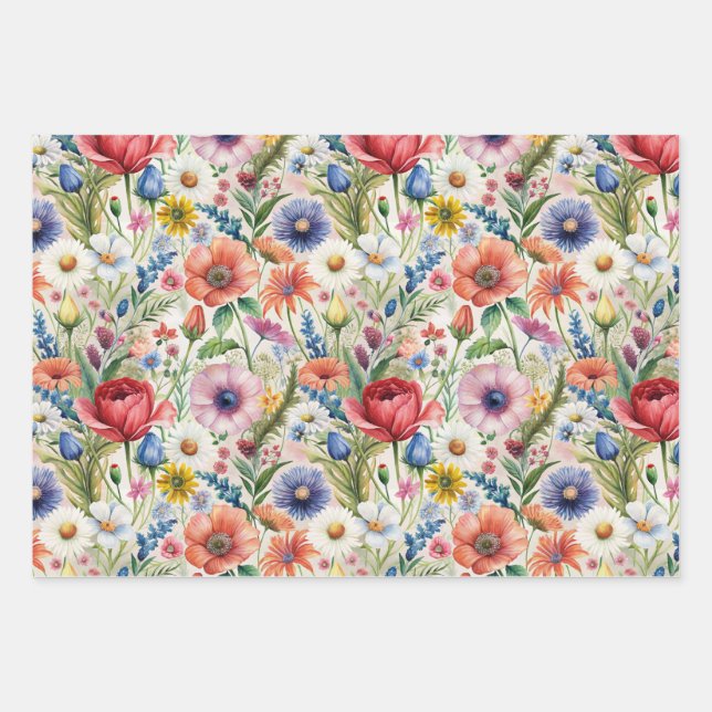 Feuille De Papier Cadeau Seamless Wildflower Pattern Furniture Decoupage  (Devant)