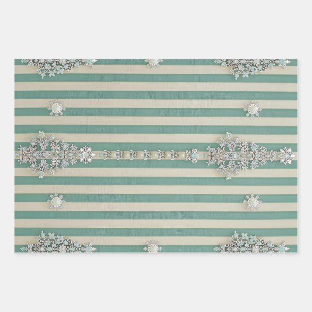 Feuille De Papier Cadeau Seaoam Striped Crystal Trees (Devant)