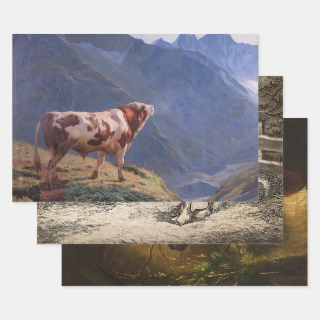 Feuille De Papier Cadeau Sélection d'animaux de ferme (créatures rurales) (Lot)