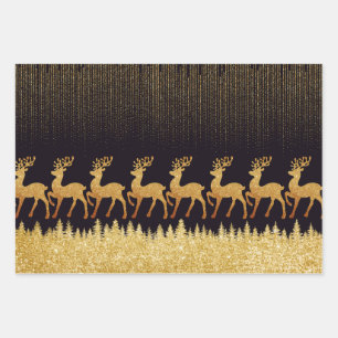 Feuille De Papier Cadeau Semi brillant noir et or