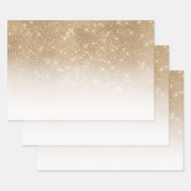 Feuille De Papier Cadeau Séquin de Parties scintillant or glamour Ombre Gra (Lot)