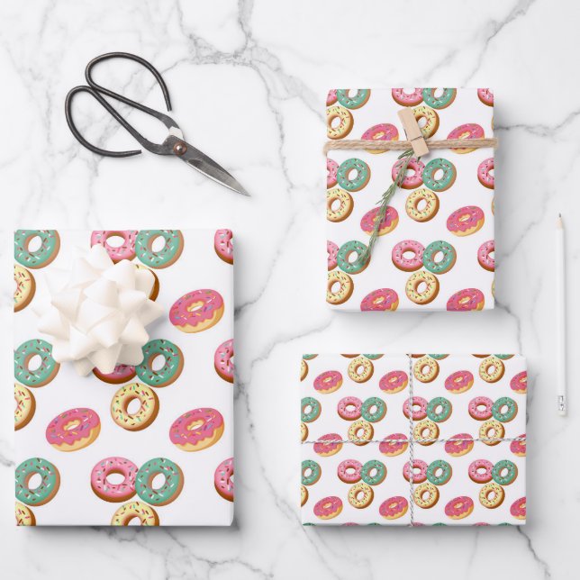 Feuille De Papier Cadeau Série de donuts sucrés Design 3  (Recto)