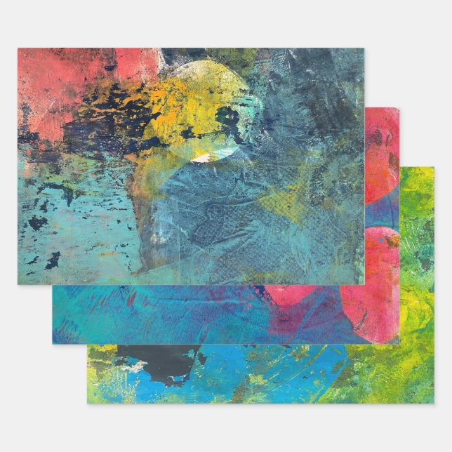 Feuille De Papier Cadeau Série d'impression Gelli de peinture acrylique Abs (Lot)