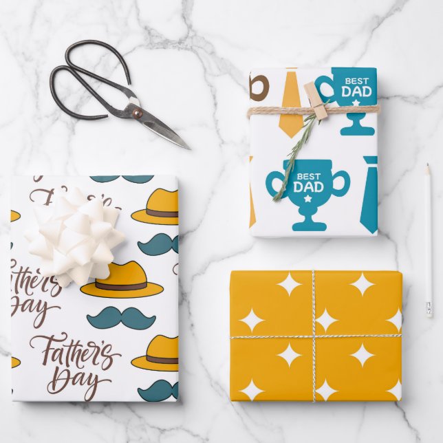 Feuille De Papier Cadeau Set papa du gagnant de la fête des pères (Recto)