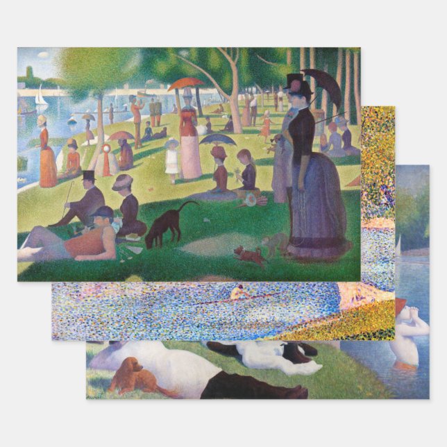 Feuille De Papier Cadeau Seurat, Paysage (Lot)