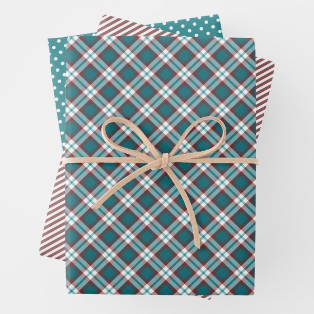 Feuille De Papier Cadeau Shabby Chic Blush Rouge Rose Turquoise Bleu Blanc  (En situation)
