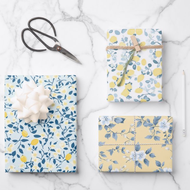 Feuille De Papier Cadeau Shabby Chic Lemon Blossom Wrapping Paper (Recto)
