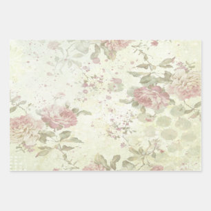 Feuille De Papier Cadeau Shabby Chic Rose Floral