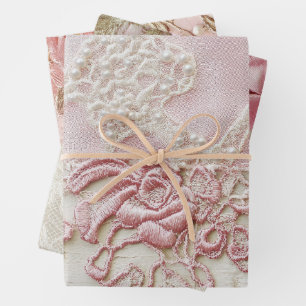 Feuille De Papier Cadeau Shabby Chic Rose Lace