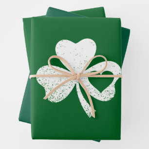 Feuille De Papier Cadeau Shamrock de coeur de Green Jour de la Saint Patric