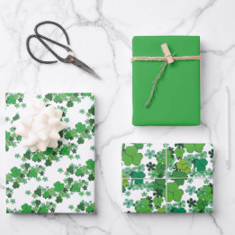Feuille De Papier Cadeau Shamrocks verts et marguerites Toutes les occasion