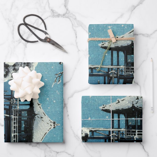 Feuille De Papier Cadeau Showa Era, hiver par Tsuchiya Koitsu (Recto)