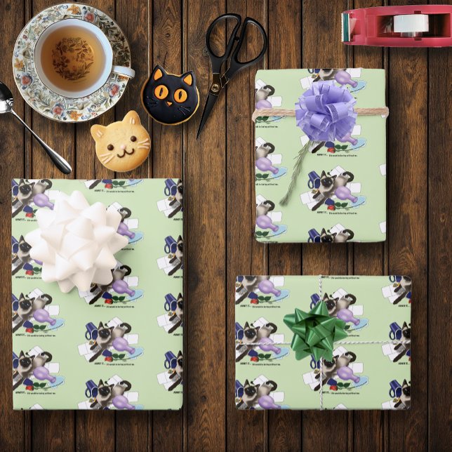 Feuille De Papier Cadeau Siamese Cat Mischief drôle (Créateur téléchargé)