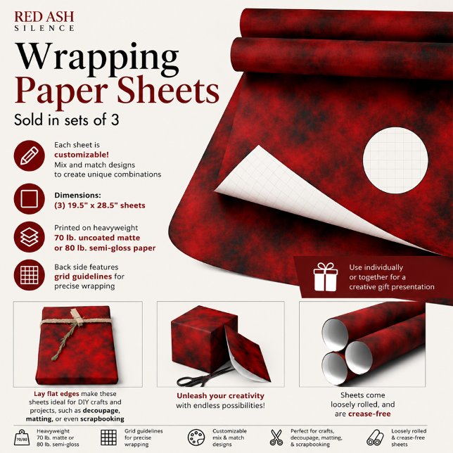 Feuille De Papier Cadeau Silence de Cendre Rouge (Créateur téléchargé)