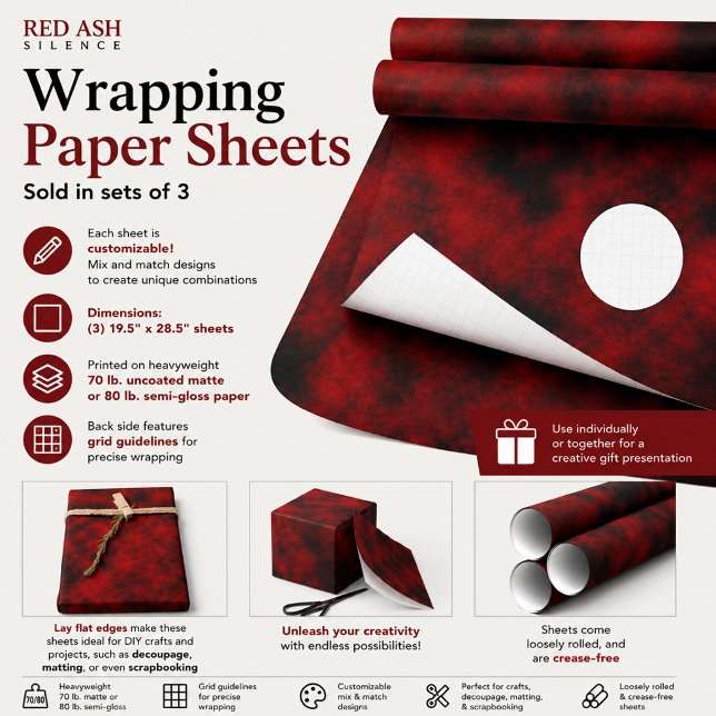 Feuille De Papier Cadeau Silence de Cendre Rouge (Créateur téléchargé)