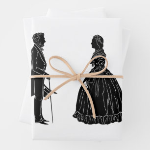 Feuille De Papier Cadeau silhouette d'abraham lincoln et de mary todd linco