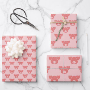 Feuille De Papier Cadeau Silhouettes de têtes de porc personnalisées pour l