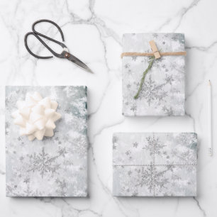 Feuille De Papier Cadeau Silver Snowflakes Froid Lake Ice