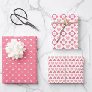 Feuille De Papier Cadeau Simple Amour Moderne Cœur Rose Pêche Blanc