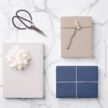 Feuille De Papier Cadeau Simple Blush Pale Rose Marine Bleu Solide Couleur<br><div class="desc">Ensemble simple de trois feuilles de papier d'emballage dans un mélange moderne et solide de teintes blush,  rose pâle et bleu marine.</div>