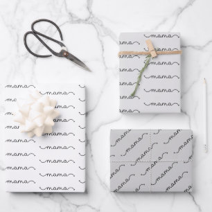 Feuille De Papier Cadeau Simple élégante maman typographie Joyeuse fête