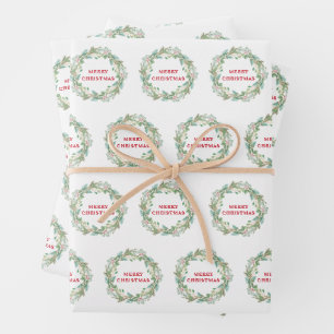 Feuille De Papier Cadeau Simple élégante Wreath Joie moderne Noël